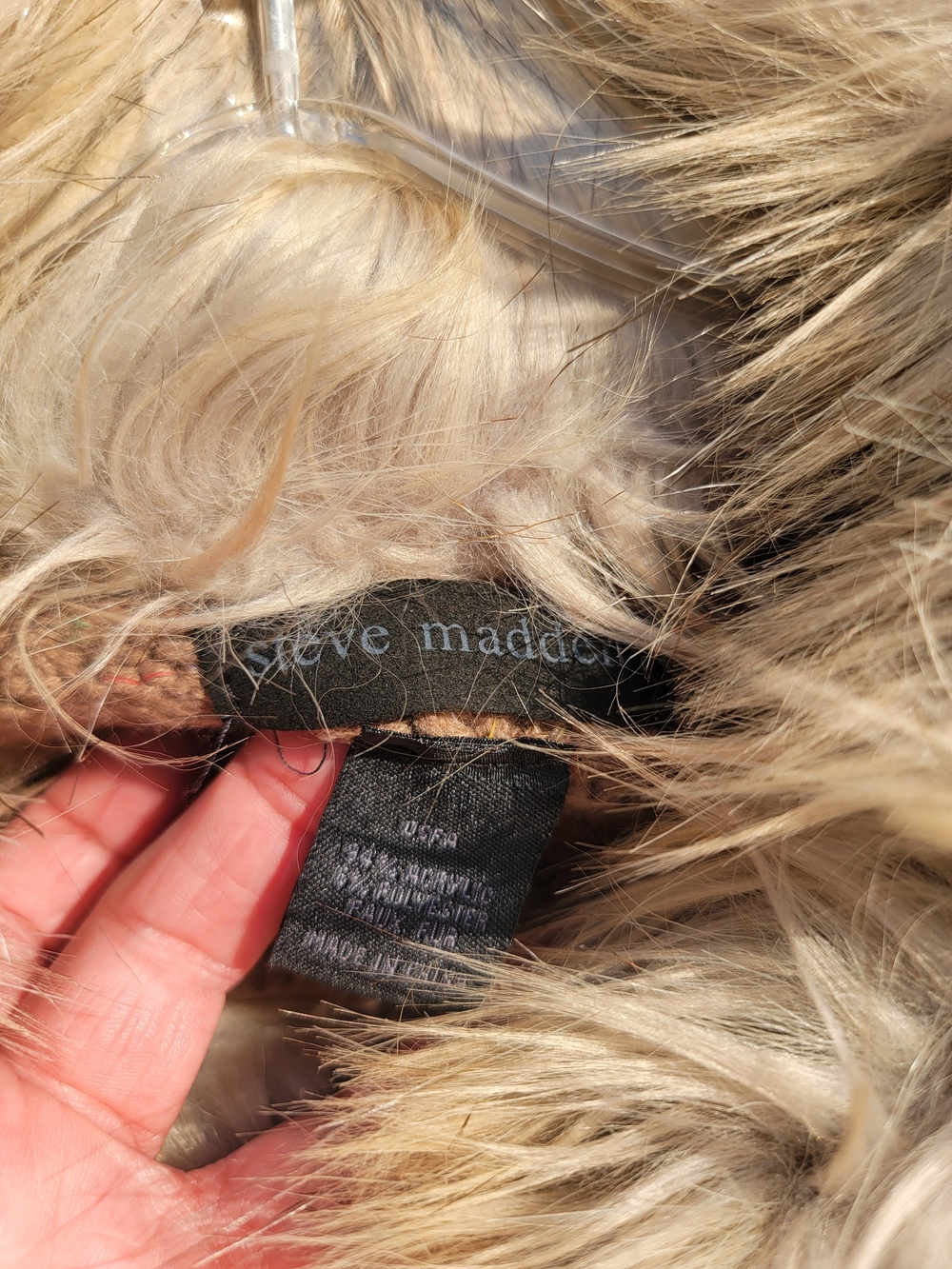 Steve Madden Taupe Knit Sweater Poncho with Faux-Fur Collar Trim - Picture 7 of 9
